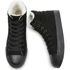 POVOGER High Top Sneakers for Women White Womens High Tops Canvas Shoes Black Fashion Sneakers Casual Lace up Tennis Shoes