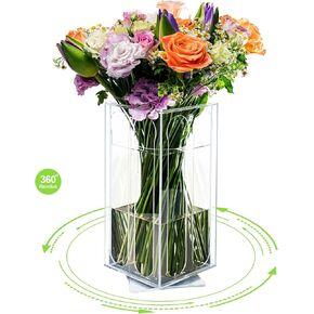 Christmas decorative vase,360°Rotatable Vase Flowers Aesthetic Room Decor,Unique Clear Acrylic Modern Decor vase,Bedroom/Office Accent/Home/Wedding Dining Table Accent.