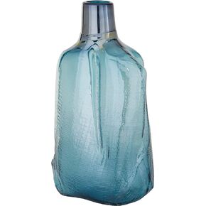 Deco 79 Glass Handmade Decorative Vase Blown Centerpiece Vase, Flower Vase for Home Decoration 10" x 5" x 12", Blue