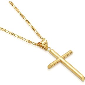14K Gold Figaro Chain Style Cross Pendant Necklace Solid Clasp For Men,Women,Teens Thin For Charms Choose Length 18", 20" or 22" Miami Cuban Link Diamond Cut in Kuwait