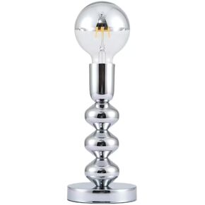 Simple Lamps,Unique Lamp Base Only,Mini Bedside Table Lamp Bases,E26 Edison Light Bulb Stand for Small Spaces,Minimalist Desk Lamps Set w/ 5.8ft White Cord Switch Plug,No Bulb,Silver/Chrome,M
