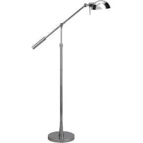 Henn&Hart Height Adjustable/Tilting Floor Lamp with Metal Shade in Polished Nickel, for Home, Living Room, Bedroom, Entertainment Room, Office, Kitchen, Dining