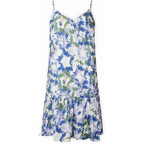 Watoriwa Women's Short Slip Dress Casual V-Neck Summer Boho Floral Print Loose Sleeveless Adjustable Mini Ruffle Beach