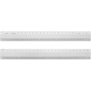 Alumicolor Architect 12 inch Ruler w/ 4 Bevel Scale for Drawing, Drafting & Engineering, Left to Right Calibrations Divided by 1/32, 1/16, 1/8, 1/4, Silver