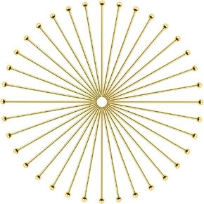 TOAOB 200pcs 18K Gold Head Pins for Jewelry Making 35mm Ball Headpins for DIY Charm Beads Crafts Earring Bracelet Necklace Jewelry Making