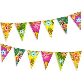 FEPITO 6 Pack Hawaiian Bunting Banner Luau Party Tropical Party Bunting Totally 18 Meters