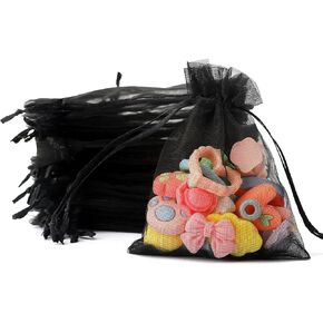 Black Organza Bags, 50pcs Favor Bags, 3x4 inch Jewelry Bags Drawstring, Drawstring Gift Bags, Wedding Favor Bags, Mesh Bags, Mesh Bags Drawstring, Mini Gift Bags, Christmas Small Jewelry Gift Bags in Kuwait