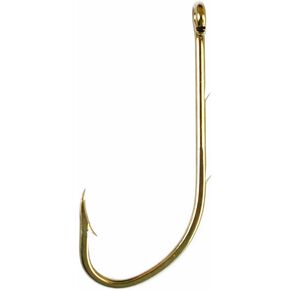 Eagle Claw 186F-2/0 Baitholder 2 Slices Offset Fishing Hook, 50 Piece (Bronze)