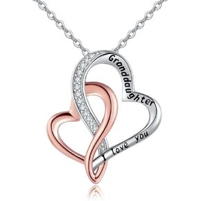POPLYKE Sister/Mom/Daughter/Grandma/Nana Necklace for Women Sterling Silver Mom/Daughter/Grandma/Nana I love You Forever Love Heart Necklace Jewelry for Birthday Gifts
