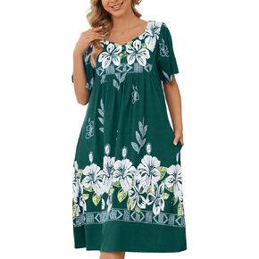 VTUOFC House Dresses for Women with Pockets Mumu Dresses Short Sleeve Moo Moos for Women Nightgown Duster Lounge Dress S-3XL in Saudi Arabia