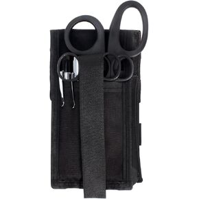 MediTac Premium First Aid Shears EMT Scissors Combo Pack (With Autoclavable 7-1/4" Titanium Bonded Shear) With Holster - Tactical Black