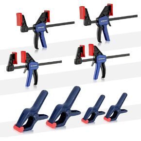 WORKPRO 8-Piece Clamp Set for Woodworking, 4-pack 4-1/2" Mini Bar Clamps and 4 Spring Clamps, Light-Duty Quick-Change Clamp/Spreader with 50 lbs Load Limit
