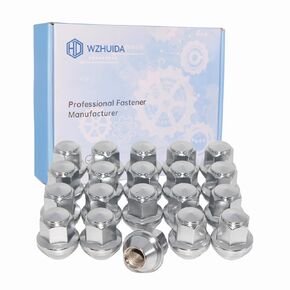 M12x1.5 Lug Nuts, One-Piece Chrome OEM Design Durable Factory Style - Replacement for 2001-2019 Ford Escape/2006-2019 Fusion/2012-2018 Focus/Lincoln 2015-19 MKC/2012-16 MKZ, Large Acorn Seat
