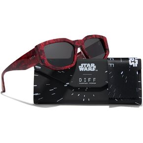 DIFF Star Wars Darth Maul نظارات شمسية مستطيلة للرجال والنساء حماية مستقطبة من الأشعة فوق البنفسجية 400، رخامي سيث أسود داثومير أحمر رمادي فلكي in Kuwait