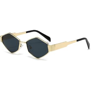 YAMEIZE Retro Metal Frame Hexagon Sunglasses - 90s Vintage Classic Shades UV400 Protection for Women Men Outdoor