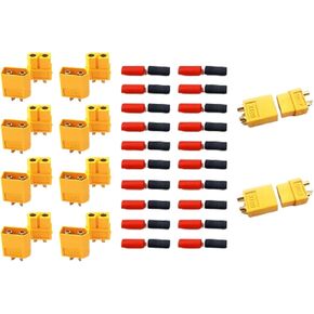 skrnrhrery Xt60 Connector, 10 Pairs XT60 XT-60 Male and Female Bullet Connector Power Plug with 20 Pairs of Heat shrinkable Tubes, Suitable for RC Lithium Polymer Batteries.