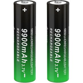 3.7 Volt 18650 Rechargeable Battery 9900mAh Battery Large Capacity Batteries 18650 for flashlights,doorbells (2Pack button top 3.7v battery 0329LQY)