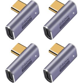 4PCS USB C Female to Female Adapter Right Angle USB C Coupler 240W 40Gbps TYPE-C Fast Charging Connector Compatible with Thunderbolt 4/3 40Gbps Data Transfer and 8K@60Hz Video