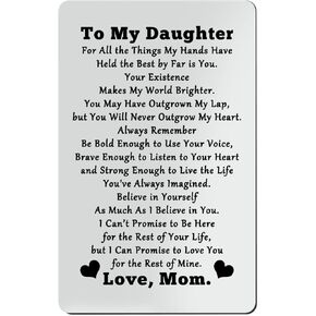 Xiahuyu Daughter Gifts from Mom Engraved Wallet Insert Card for Daughter Christmas Birthday Gifts Daughter Graduation Gifts Wedding Gifts Encouragement Gifts for Daughter
