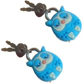 Cute Owl Lock Padlock with Keys for Suitcases Jewelry Box Handbag, Cartoon Animal Mini Padlock Security Lock for Backpack Lockers Cabinet Gift (2 Pack)