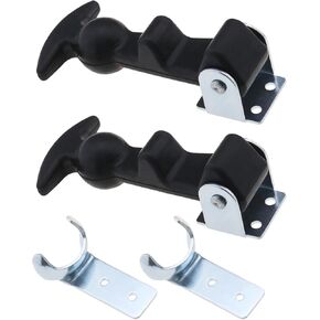 SING F LTD 1 Pair Rubber Hood Catch Elastic Flexible T-Handle Hasp Draw Latches with Stainless Steel Brackets for Tool Box Truck Automotive Vehicle Engine Hood