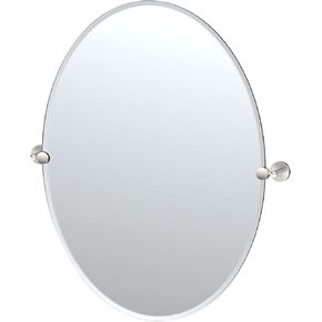 Gatco 5569LG Sky Frameless Oval Mirror, Satin Nickel