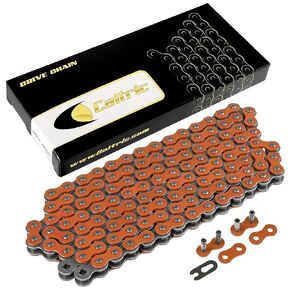 Caltric Orange 530-Pitch 120-Links Non-Oring Drive Chain Compatible with ATV/UTV/Quad/Side X Side/Motorcycle/Dirtbike/with Rivet and Clip on Master Links