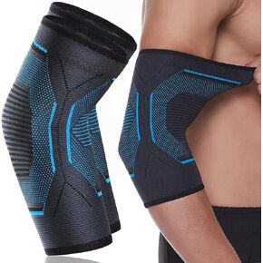 Elbow Brace Compression Sleeve: Arm Sleeves for Tennis and Tendonitis Elbow Relief, Elbow Support Braces for Women & Men, weightlifting, Gym, Golf, Workout, Sports (NavyBlue, Medium)