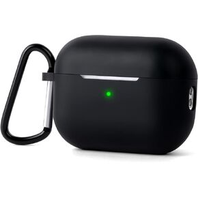 Airpods-Case Cover, Compatible with AirPods-Pro 2nd/1st Generation Case Cover, Soft Silicone Protective Cover with Keychain, Front LED Visible, Shockproof Case-Black