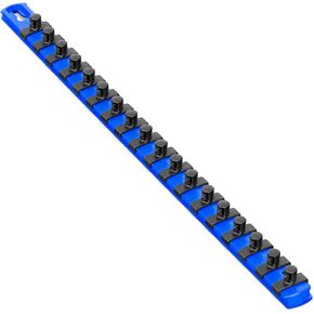Ernst Manufacturing 18-Inch Magnetic Socket Organizer with 18 3/8-Inch Twist Lock Clips, Blue (8404M-Blue-3/8)