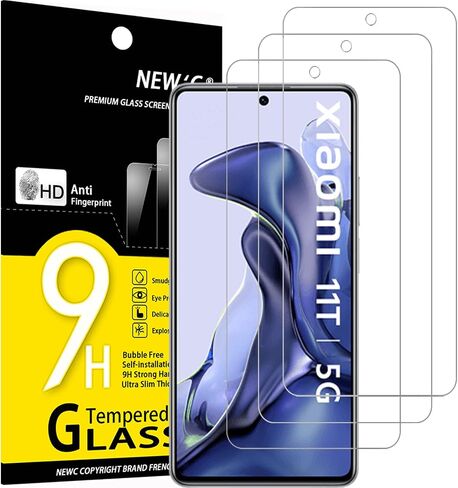 NEW'C [3 Pack Designed for Xiaomi 11T 5G / Xiaomi 11T Pro 5G Screen Protector Tempered Glass, Case Friendly Anti Scratch Bubble Free Ultra Resistant in Saudi Arabia