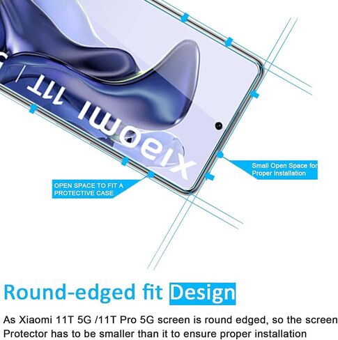 NEW'C [3 Pack Designed for Xiaomi 11T 5G / Xiaomi 11T Pro 5G Screen Protector Tempered Glass, Case Friendly Anti Scratch Bubble Free Ultra Resistant in Saudi Arabia