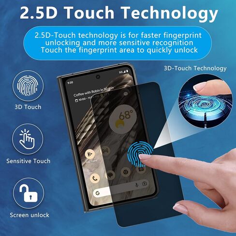 قطعتان من واقي شاشة الخصوصية لهاتف Google Pixel Fold، طبقة من الزجاج المقوى للخصوصية [صلابة 9H] [خالية من الفقاعات] [مقاومة للكسر] [مضادة لبصمات الأصابع] [سهلة التركيب] واقي شاشة زجاجي متوافق in Kuwait