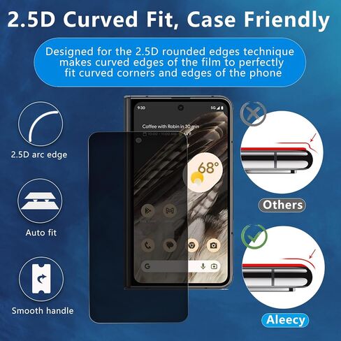 قطعتان من واقي شاشة الخصوصية لهاتف Google Pixel Fold، طبقة من الزجاج المقوى للخصوصية [صلابة 9H] [خالية من الفقاعات] [مقاومة للكسر] [مضادة لبصمات الأصابع] [سهلة التركيب] واقي شاشة زجاجي متوافق in Kuwait