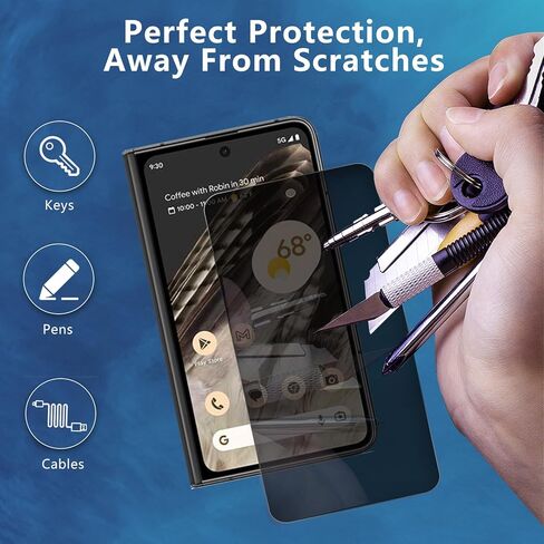 قطعتان من واقي شاشة الخصوصية لهاتف Google Pixel Fold، طبقة من الزجاج المقوى للخصوصية [صلابة 9H] [خالية من الفقاعات] [مقاومة للكسر] [مضادة لبصمات الأصابع] [سهلة التركيب] واقي شاشة زجاجي متوافق in Kuwait