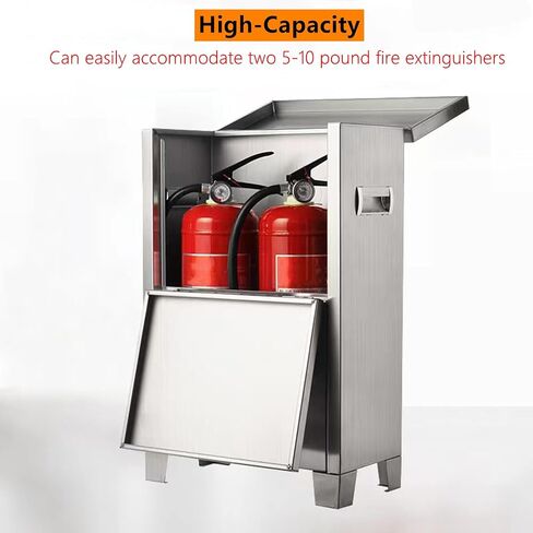 Stainless Steel Fire Extinguisher Box for 5-10 pounds Extinguisher 20'' x 12.7'' x 6.9'' Accommodate Two Extinguisher Indoor/Outdoor Ground Fire Extinguisher Cabinet Waterproof Dustproof in Kuwait