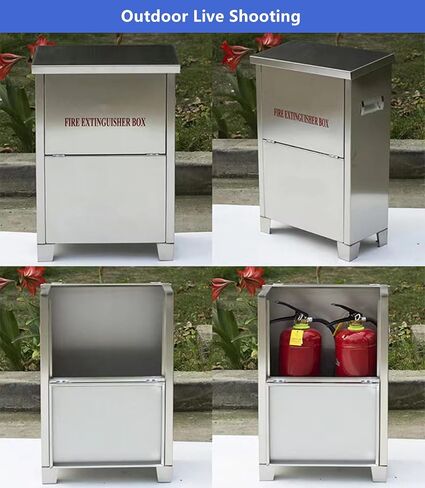 Stainless Steel Fire Extinguisher Box for 5-10 pounds Extinguisher 20'' x 12.7'' x 6.9'' Accommodate Two Extinguisher Indoor/Outdoor Ground Fire Extinguisher Cabinet Waterproof Dustproof in Kuwait