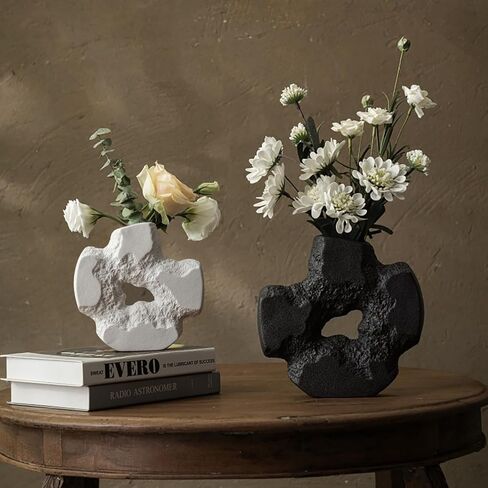 Ceramic Vase 2pcs,Elegant Vase Set,Modern Minimalist Geometric Decorative Vase for Home Office Wedding Party and Gift in Saudi Arabia