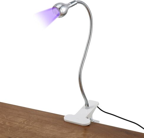 تركيبات إضاءة LED بالأشعة فوق البنفسجية 395 نانومتر كبيرة الحجم مع معقوفة ومشبك مصباح مكتب صغير مشبك محمول معقوفة لعلاج الأظافر في الهواء الطلق، مدخل USB 5 فولت (فضي، قطعة واحدة) in Kuwait