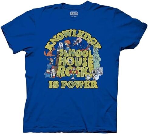 Ripple Junction Schoolhouse Rock Men's Short Sleeve T-Shirt Knowledge is Power Retro Vintage Nostalgia Officially Licensed in Kuwait