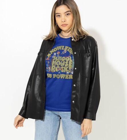 Ripple Junction Schoolhouse Rock Men's Short Sleeve T-Shirt Knowledge is Power Retro Vintage Nostalgia Officially Licensed in Kuwait