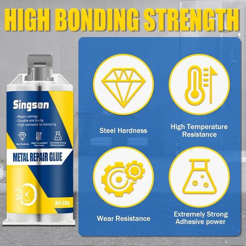 Metal Repair Glue, 2.82OZ Metal Epoxy Glue Heavy Duty, High-Temperature Heat Resistant Adhesive Glue for Metal to Metal, Plastics, Stainless Steel, DIY Craft, Aluminum Alloy, Metal Tube in Saudi Arabia