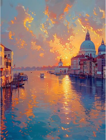 Sonsage World Travel Series Diamond Art Painting,Venice-Italy,5D Scene DIY Gem Arts for Adult Beginners,Full Drill Round Crystal Paint by Diamonds Crafts for Home Wall Decor 16x 12Inch in Saudi Arabia