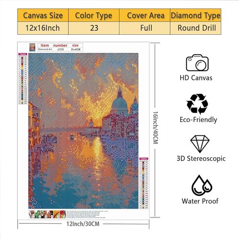 Sonsage World Travel Series Diamond Art Painting,Venice-Italy,5D Scene DIY Gem Arts for Adult Beginners,Full Drill Round Crystal Paint by Diamonds Crafts for Home Wall Decor 16x 12Inch in Saudi Arabia