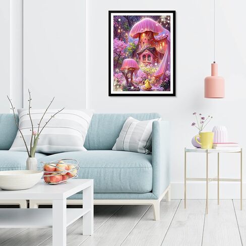 CEOVR 5D Diamond Painting Kits, Mushrooms Diamond Art Kits for Adults, Full Drill Fairy Tale Castle Diamond Painting Kits for Beginner Crystal Picture Art for Home Wall Decor 12x16 inch in Saudi Arabia