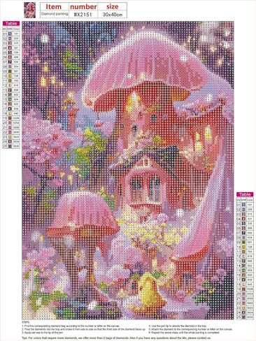 CEOVR 5D Diamond Painting Kits, Mushrooms Diamond Art Kits for Adults, Full Drill Fairy Tale Castle Diamond Painting Kits for Beginner Crystal Picture Art for Home Wall Decor 12x16 inch in Saudi Arabia