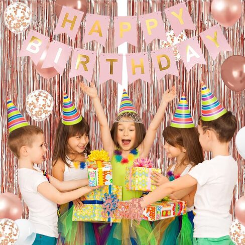 زينة عيد الميلاد الثالث عشر للفتيات، لافتة عيد الميلاد الثالث عشر باللون الذهبي الوردي، بالون، أعلى الكعكة، وشاح وتاج، زينة حفلة عيد ميلاد سعيد الثالث عشر للفتيات in Kuwait