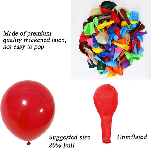 مجموعة قوس قزح بالون إكليل قوس قزح 187 قطعة من RUBFAC، 10 بالونات متنوعة متعددة الألوان مقاس 5/12/18 بوصة وبالونات لاتكس وبالونات قصاصات لتزيين حفلات أعياد الميلاد وحفلات استقبال المولود الجديد وحفلات الزفاف in Kuwait
