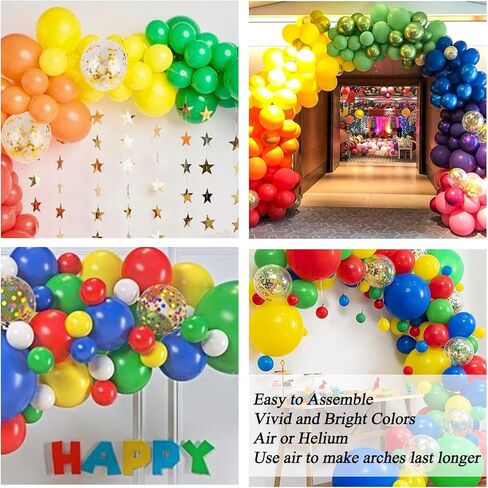 مجموعة قوس قزح بالون إكليل قوس قزح 187 قطعة من RUBFAC، 10 بالونات متنوعة متعددة الألوان مقاس 5/12/18 بوصة وبالونات لاتكس وبالونات قصاصات لتزيين حفلات أعياد الميلاد وحفلات استقبال المولود الجديد وحفلات الزفاف in Kuwait