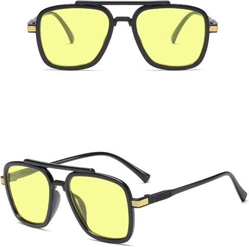 نظارات شمسية iKANOO Tony Stark للرجال والنساء بإطار معدني مربع عتيق نظارات الرجل الحديدي نظارات سبايدر مان in Kuwait